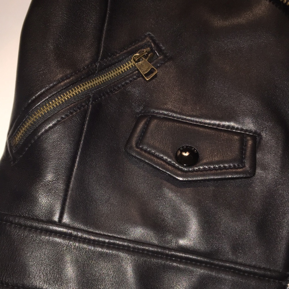 Coach Brown Sheepskin Leather Moto Jacket - image 8